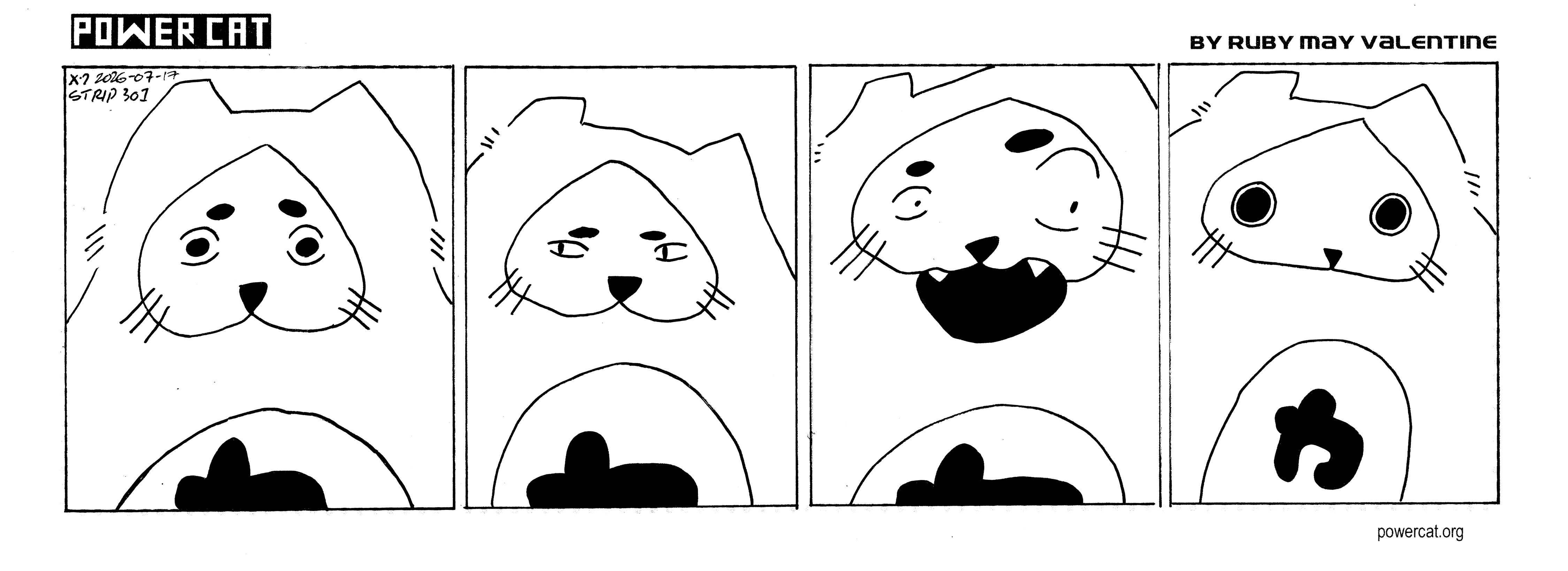Power Cat is making various weird facial expressions  